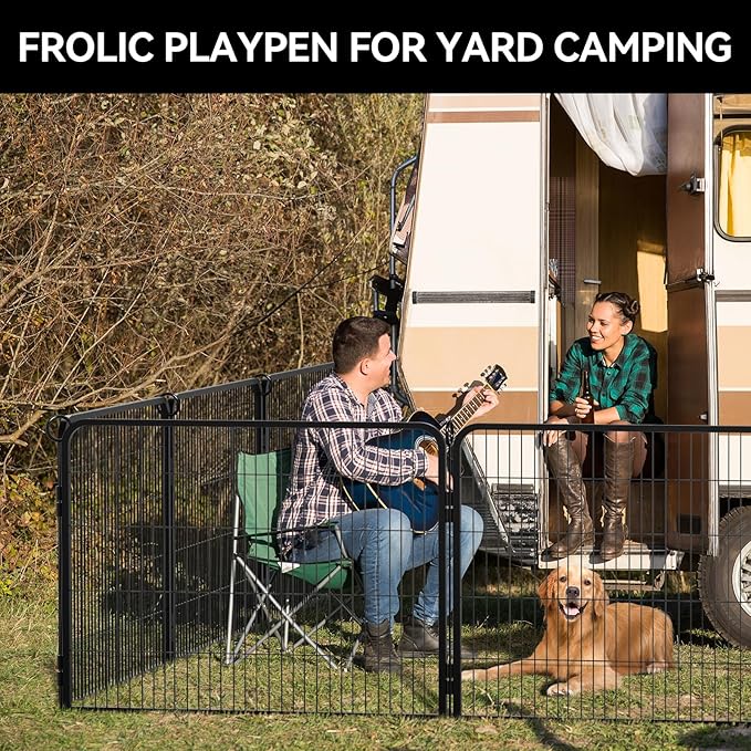 PJYuCien Dog Playpen Plus Storage Bag for Camping, 38" H Dog Pen with Extra Hard Bottom and Top，Heavy Duty Puppy Playpen for Puppies/Small/Medium Dogs, 8 Panels