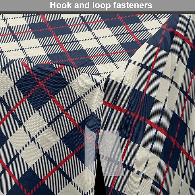 Lunarable Plaid Dog Crate Cover, Celtic Fashion Diagonal Retro Style Classical Irish Culture Inspiration, Easy to Use Pet Kennel Cover for Medium Large Dogs, 42 Inch, Night Blue Red Beige