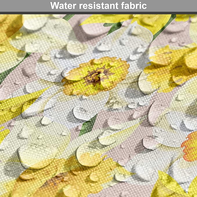 Lunarable Daffodil Dog Crate Cover, Gentle Nature Theme Blooming Spring Season Realistic Romantic Bedding Plants, Easy to Use Pet Kennel Cover for Medium Large Dogs, 36 Inch, Yellow Green Tan