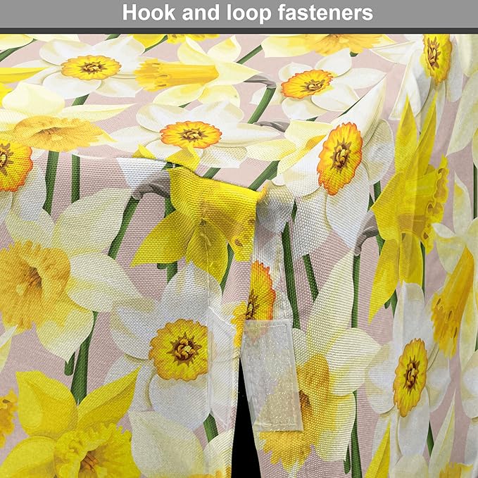 Lunarable Daffodil Dog Crate Cover, Gentle Nature Theme Blooming Spring Season Realistic Romantic Bedding Plants, Easy to Use Pet Kennel Cover for Small Dogs Puppies Kittens, 18 Inch, Yellow Green Tan