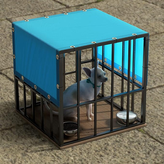 ColourTree 8' x 27' Blue Custom Size Waterproof Shade Cloth with Grommets - 90% Sunblock, Durable Mesh Fabric Tarp for Dog Kennel Cover, Fence Privacy Screen, Greenhouse, Coop & Pet Playpen