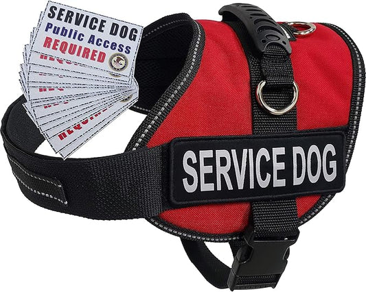 ActiveDogs Service Dog Vest Air-Tech Cordura Harness, XS Girth 16"-20" w/Handle, ADA Cards + Reflective Service Dog Patches - Red