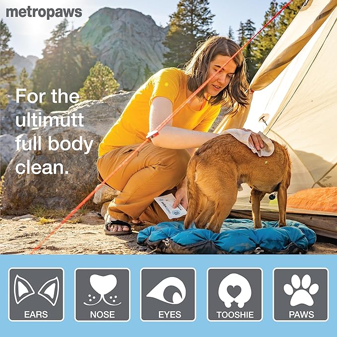 MetroPaws Unscented Dog Wipes, 25 Extra Large, Thick Cleaning Wipes & The Dog Waste Bag Dispenser & Holder, Bag Holder With 20 Bags for Leash - Purple
