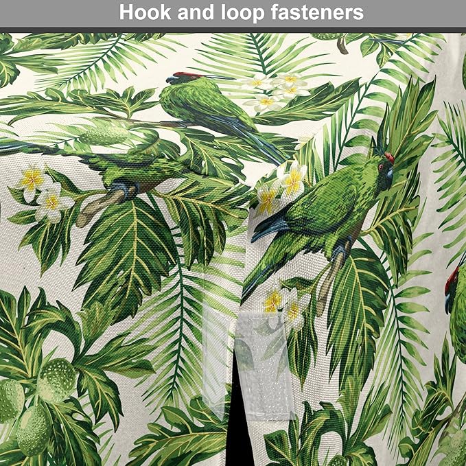 Lunarable Green Dog Crate Cover, Exotic Tropic Pattern with Palm Leaves Breadfruits Plumeria Flowers and Parrots, Easy to Use Pet Kennel Cover for Medium Large Dogs, 36 Inch, Lime Green Cream