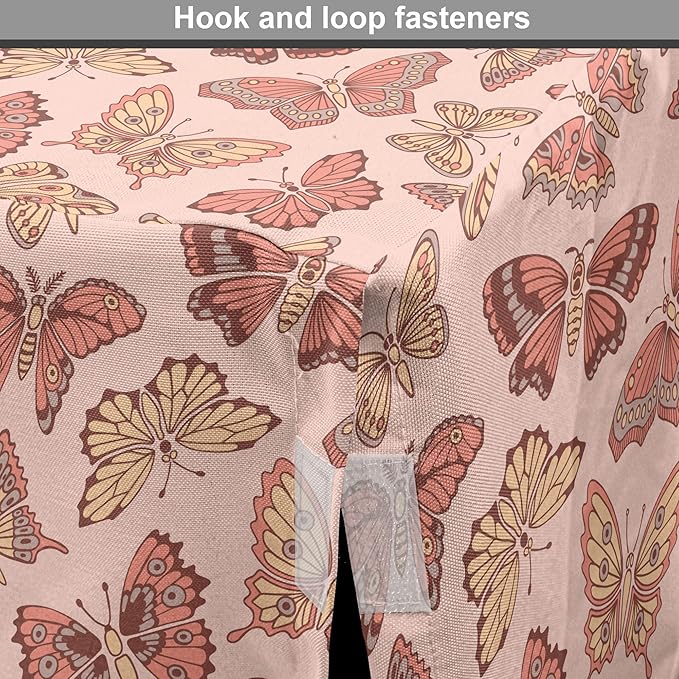 Ambesonne Butterfly Dog Crate Cover, Summer Time Ornamental Flying Creatures in Rose Tones, Easy to Use Pet Kennel Cover for Medium Large Dogs, 48 Inch, Blush Coral