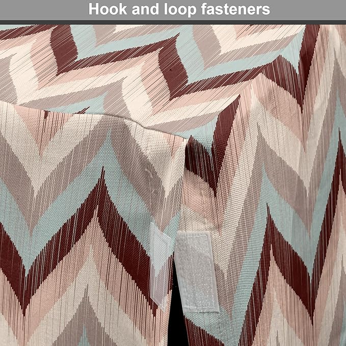 Lunarable Chevron Dog Crate Cover, Ikat Zig Zags Wavy Nostalgic Vintage Design, Easy to Use Pet Kennel Cover for Medium Large Dogs, 48 Inch, Dried Rose Pale Blue