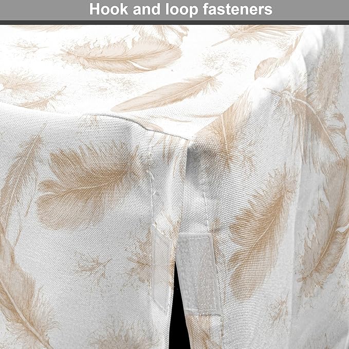 Lunarable Cream Dog Crate Cover, Fluffy Soft Flying Bird Feathers Hand Drawn Style Tender Nature Plumage Pattern, Easy to Use Pet Kennel Cover for Small Dogs Puppies Kittens, 18 Inch, Pale Tan White