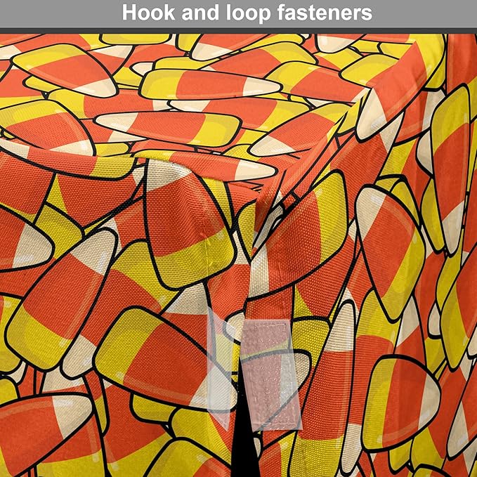 Lunarable Candy Corn Dog Crate Cover, Continuous Illustration of Cartoon Style Traditional Halloween Items, Easy to Use Pet Kennel Cover for Cats & Medium Dogs, 24 Inch, Vermilion Mustard