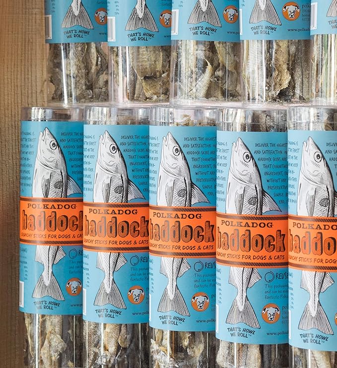 Polkadog Haddock Skins Dog & Cat Treats, Cat Snacks – Crunchy, All-Natural Treats for Dogs, Cats – Savory, Crunchy Puppy Snacks – Sustainable N. Atlantic Haddock Skin – 2 oz.