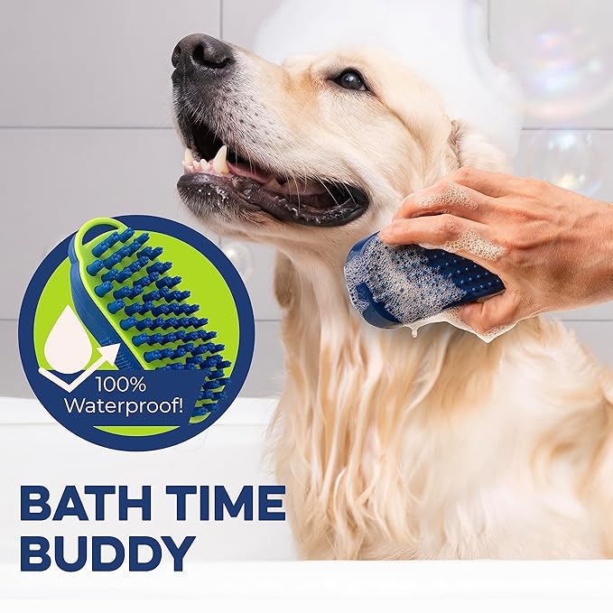Bonza Dog and Cat Massage Brush - Dog Bath Brush with Removable Screen - Soft Silicone Dog Massage Brush - Dog Grooming Brush - For Pets Gentle Grooming - Short and Long Haired Pet Washing Brush