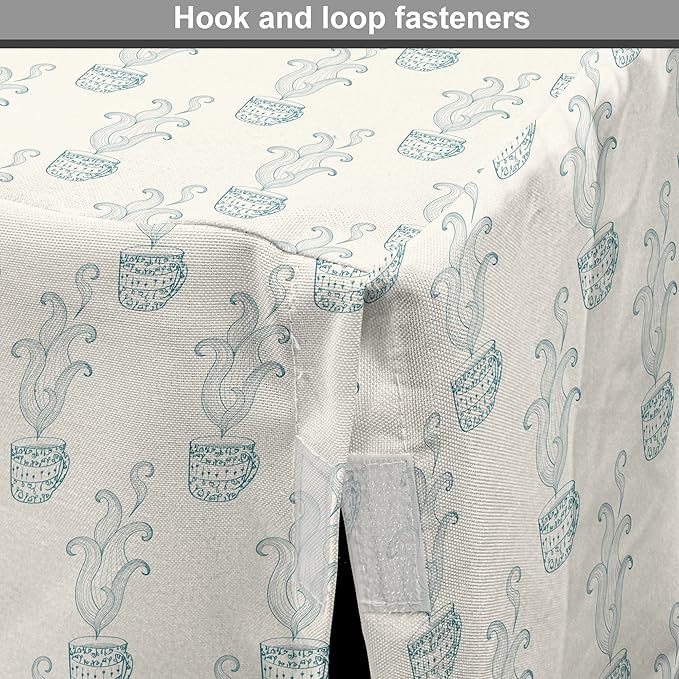 Lunarable Drinks Dog Crate Cover, Soft Pattern of Hand Drawn Hot Tea Cups Sketched Beverages Design, Easy to Use Pet Kennel Cover for Small Dogs Puppies Kittens, 22 Inch, Eggshell and Pale Teal