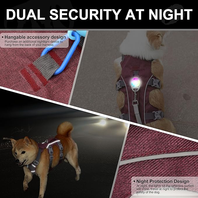 Dog Harness Medium Sized Dog Escape Proof Dog Harness with Handle, Reflective Dog Vest, Breathable Soft Full Body Pet Harness for Walking, Training (Red, M)