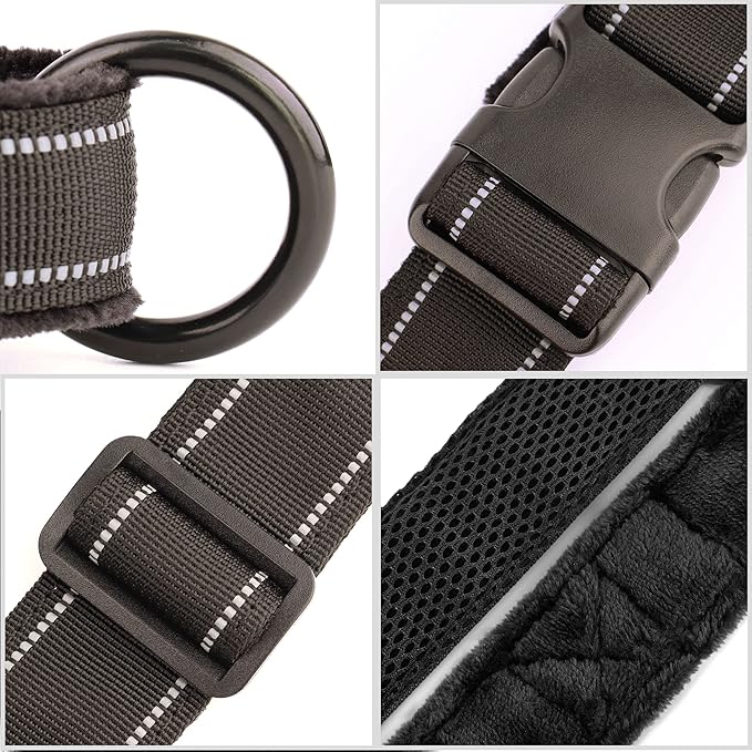 PET ARTIST Soft Flannel Padded No Pull Dog Tactical Harness for Medium Large Dog,Quick Fit Reflective Strip Escape Proof Dog Vest Harness