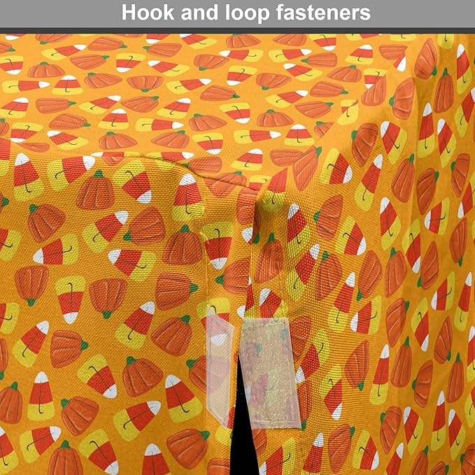 Lunarable Candy Corn Dog Crate Cover, Halloween Themed Pattern with Pumpkins and Food Repetition, Easy to Use Pet Kennel Cover for Medium Large Dogs, 42 Inch, Orange Vermilion