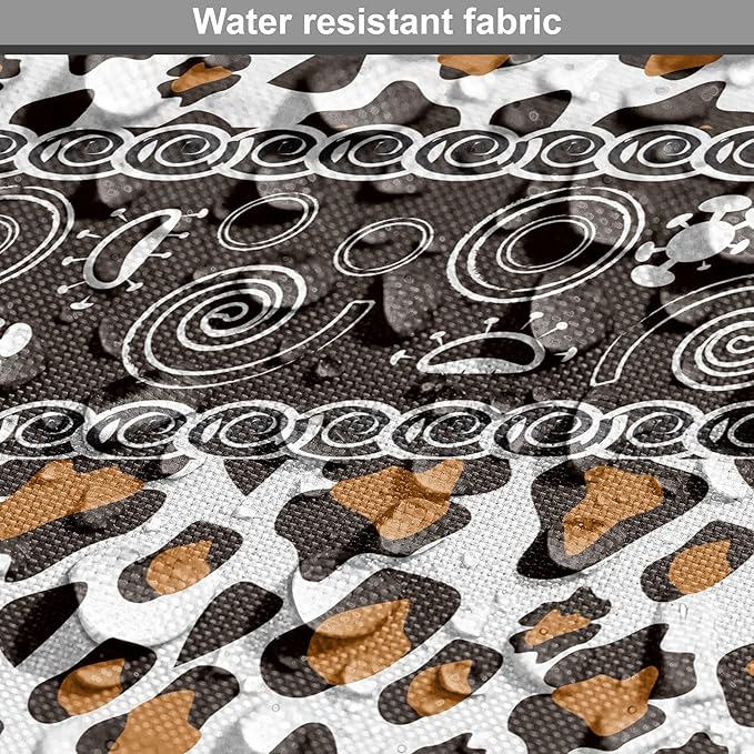 Ambesonne African Dog Crate Cover, Traditional Borders Cheetah Skin with Abstract Spirals and Circles, Easy to Use Pet Kennel Cover for Medium Large Dogs, 48 Inch, Pale Coffee Brown White