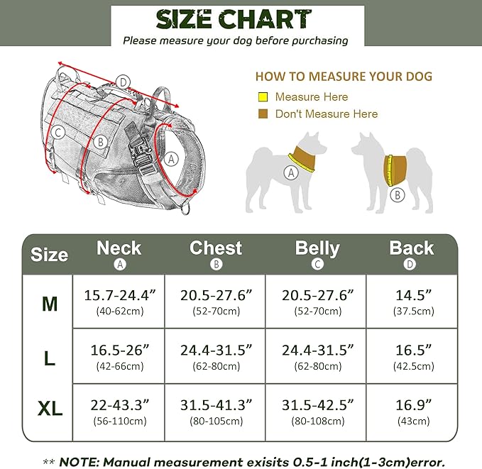 PET ARTIST Tactical Dog Harness for Hiking Training, No Pull Vest Harness for Medium Large Dogs, with Pouches and Patches Coyote Brown, M