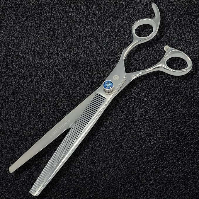 7.5" Saki Shears Dog/Pet Grooming Thinning/Texturizing Scissors - 440C Stainless Steel - Pet Hair Blending Scissor - Pet Grooming Accessories - Shiba (7.5 Inch Thinning Straight)