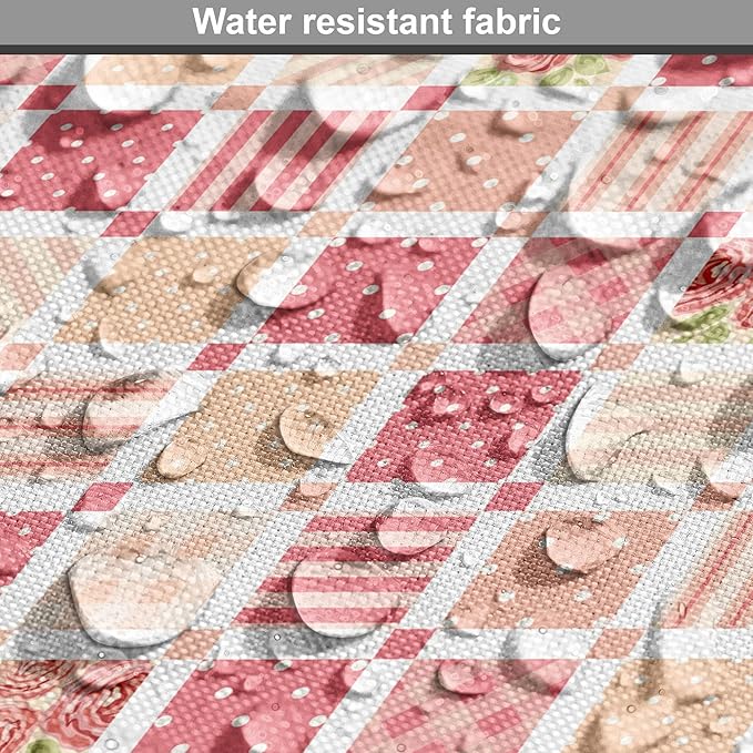 Lunarable Dusty Rose Dog Crate Cover, Patchwork Inspired with Different Patterned Squares Shabby Form Style, Easy to Use Pet Kennel Cover for Cats & Medium Dogs, 24 Inch, Salmon Dark Coral