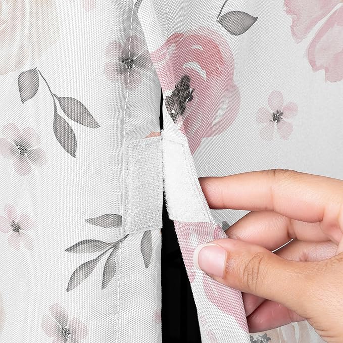 Sweet Jojo Designs Blush Pink Grey Boho Floral Dog Crate Cover – Kennel Covers for 24 Inch Pet Cage Small - Bohemian Farmhouse Shabby Chic Rose Lily Watercolor Flower Elegant Gray and White