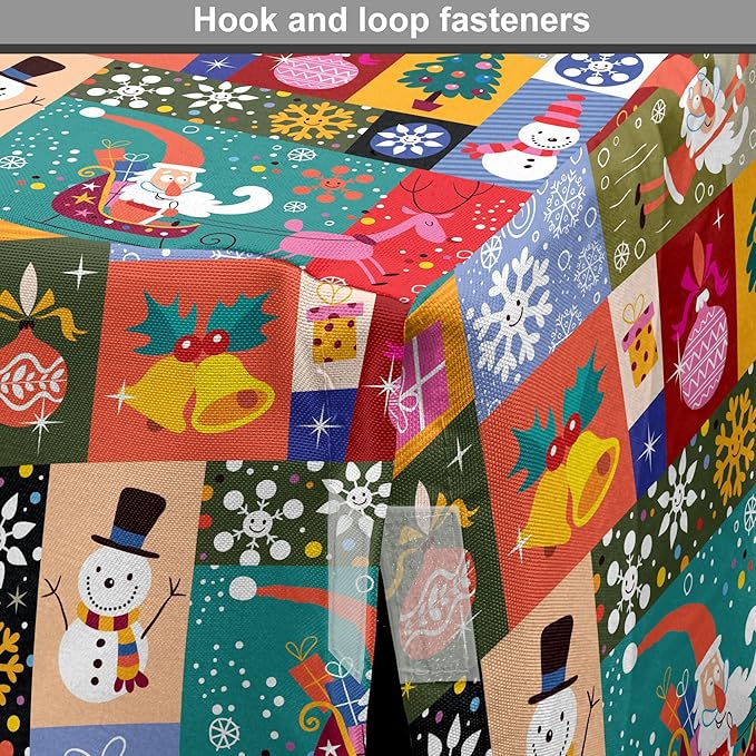 Lunarable Christmas Dog Crate Cover, Modern Design Theme Funny Xmas Winter Patterns Theme, Easy to Use Pet Kennel Cover for Cats & Medium Dogs, 24 Inch, Red Blue