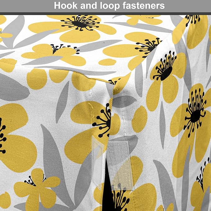 Ambesonne Floral Dog Crate Cover, Minimalistic Graphic Drawing of Yellow Flowers Pattern, Easy to Use Pet Kennel Cover for Medium Large Dogs, 42 Inch, Pale Taupe Charcoal Grey
