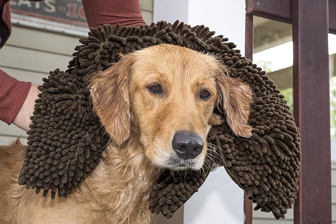 Furhaven 44" x 35" Highly Absorbent Dog Door Mat for Muddy Paws, 100% Washable, Perfect for Entryway, Kitchen, & Bathroom Use - Chenille Shammy Rug - Mud (Brown), Extra Large/XL