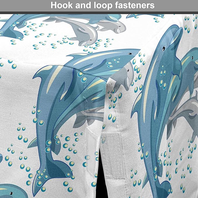 Lunarable Dolphin Dog Crate Cover, Happy Dolphins Jumping and Swimming in Deep Water Grey and Blue Mammals, Easy to Use Pet Kennel Cover for Small Dogs Puppies Kittens, 18 Inch, Blue Grey Slate Blue