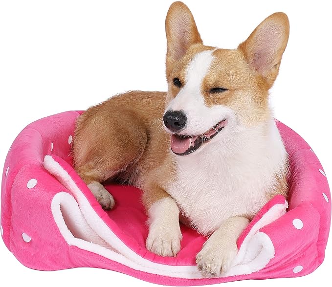 Spring Fever Hamster Guinea Pig Rabbit Dog Cat Chinchilla Hedgehog Bird Small Animal Pet Bed House Hideout Cage Accessorie C Pink M (14.2 * 14.2 inch)