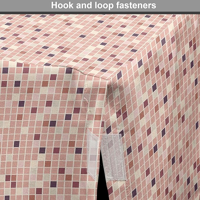 Lunarable Dusty Rose Dog Crate Cover, Square Shapes Mosaic Tile Design Rows in Retro Tones Geometrical Colorful, Easy to Use Pet Kennel Cover for Small Dogs Puppies Kittens, 18 Inch, Rose Peach Plum