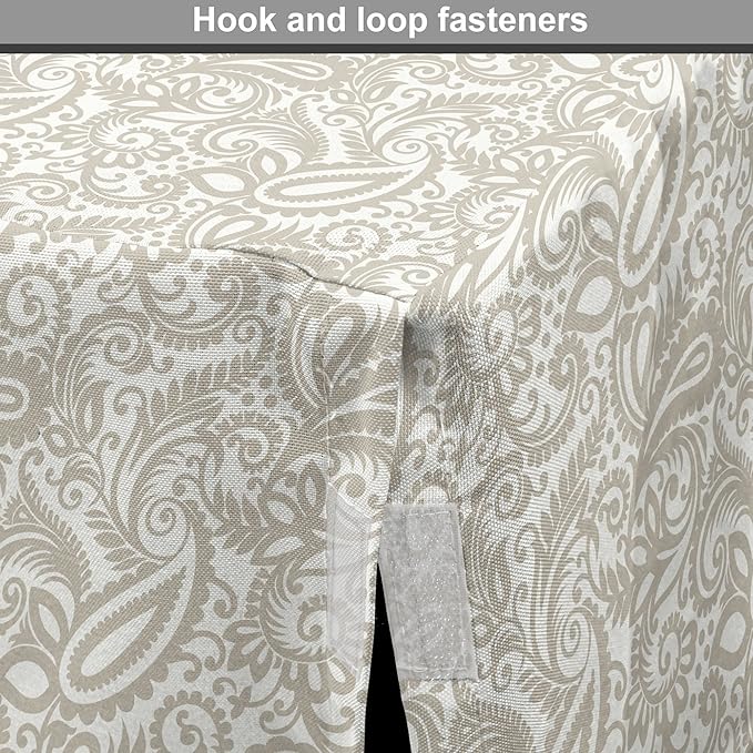 Lunarable Traditional Dog Crate Cover, Orient Paisleys Swirled Leaves Oriental Culture Inspirations Print, Easy to Use Pet Kennel Cover for Medium Large Dogs, 42 Inch, Warm Taupe and White