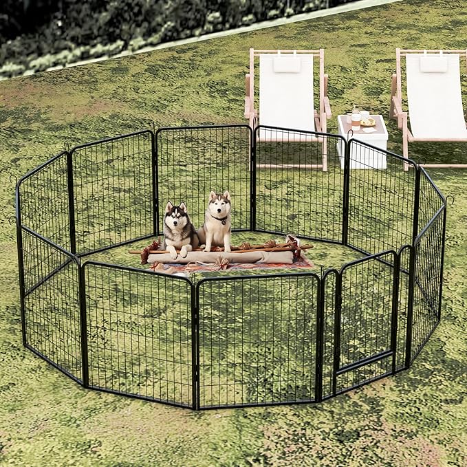 KEIKI 16 Panels 31.7" H Heavy Duty Metal Playpen with Door for Dog Fence,Pet Exercise Pen Versatile Shape for Outdoor Indoor