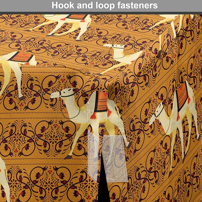 Lunarable Camel Dog Crate Cover, Traditional Pattern with Strokes Desert Animal Repetition in Folk Accessories, Easy to Use Pet Kennel Cover for Medium Large Dogs, 42 Inch, Apricot and Cream