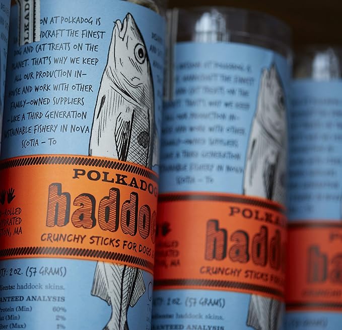 Polkadog Haddock Skins Dog & Cat Treats, Cat Snacks – Crunchy, All-Natural Treats for Dogs, Cats – Savory, Crunchy Puppy Snacks – Sustainable N. Atlantic Haddock Skin – 2 oz.