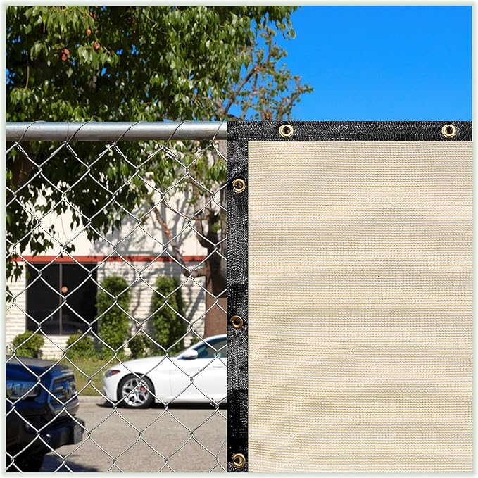 ColourTree 8' x 16' Beige Custom Size Shade Cloth with Grommets - 90% Sunblock, Durable Mesh Fabric Tarp for Dog Kennel Cover, Fence Privacy Screen, Greenhouse, Chicken Coop & Pet Playpen