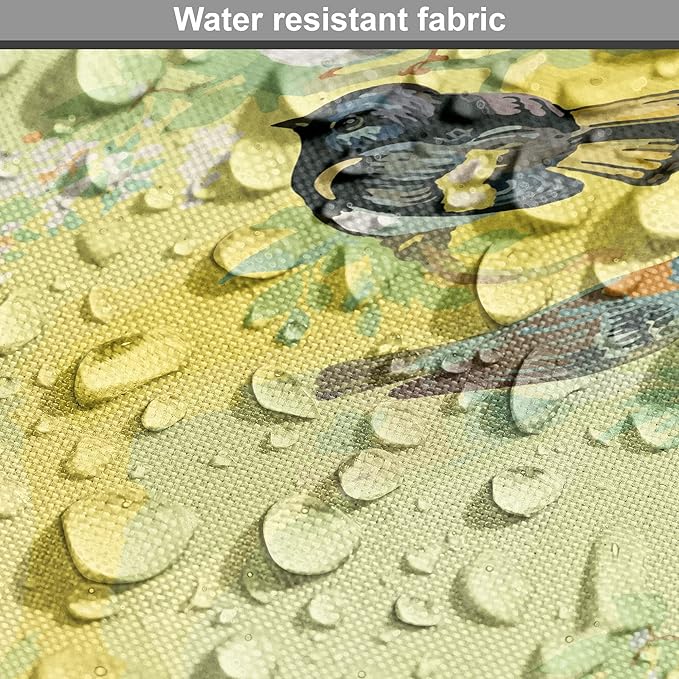 Ambesonne Bird Dog Crate Cover, Little Birds on Spring Branches in Watercolor Style Repetitive Pattern, Easy to Use Pet Kennel Cover for Medium Large Dogs, 48 Inch, Yellow and Multicolor