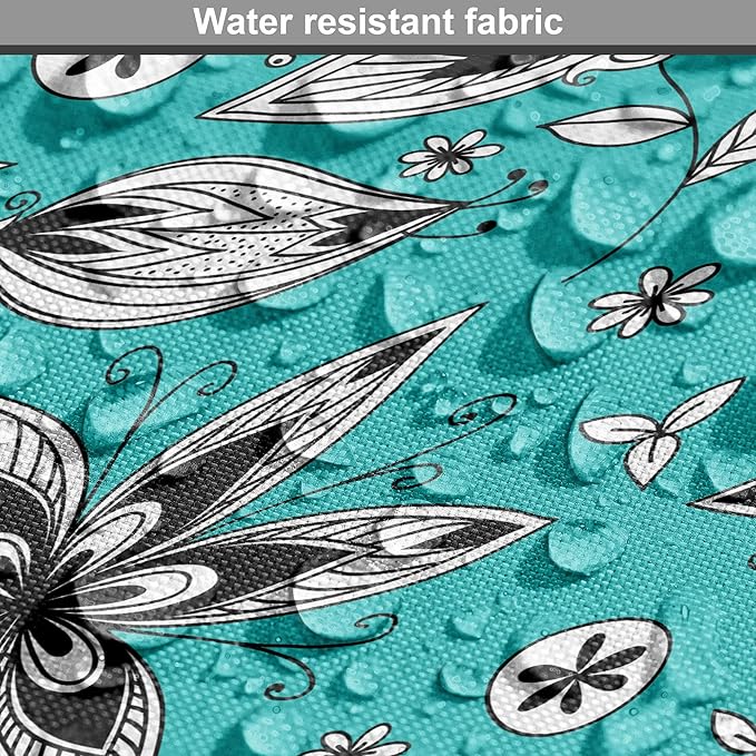 Lunarable Flower Dog Crate Cover, Abstract Monochrome Floral with Botanical Items, Easy to Use Pet Kennel Cover for Medium Large Dogs, 42 Inch, Seafoam Grey