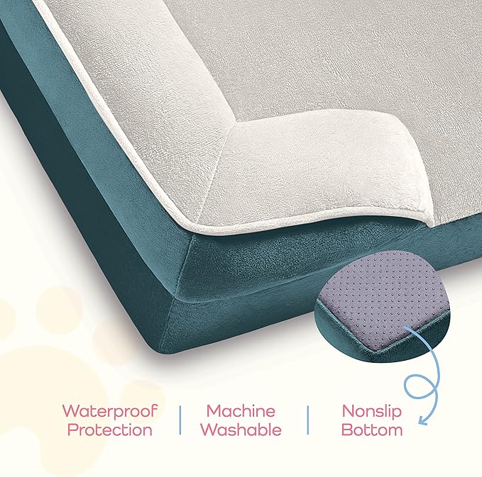 Orthopedic Sofa Dog Bed - Ultra Comfortable Dog Bed for Large Dogs - Breathable & Waterproof Pet Bed- Egg Foam Sofa Bed with Extra Head and Neck Support - (X-Large, Blue & White)
