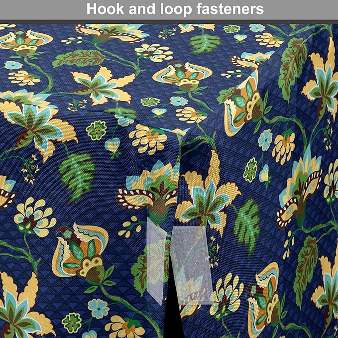 Lunarable Jacobean Dog Crate Cover, Triangles with Floral Pattern Stalks Leaves Flowers Whimsical Nature, Easy to Use Pet Kennel Cover for Medium Large Dogs, 42 Inch, Dark Blue Green Mustard