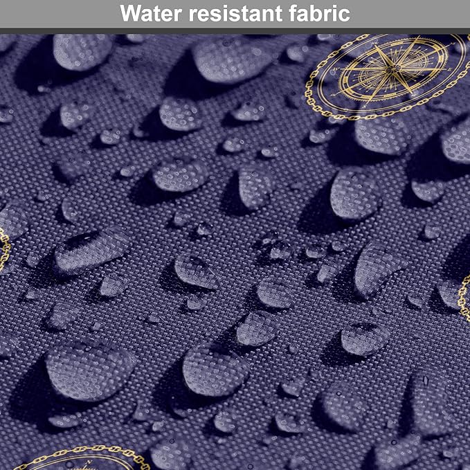 Lunarable Compass Rose Dog Crate Cover, Navigation Themed Vintage Gears Tools in Dark Tones Illustration, Easy to Use Pet Kennel Cover for Cats & Medium Dogs, 30 Inch, Indigo and Dark Mustard