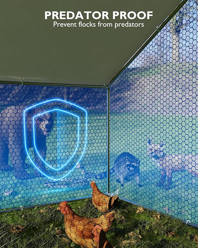 Large Outdoor Dog Kennel, Big Outside Dog House, Heavy Duty Dog Run Enclosure Playpen Coop Fence with Waterproof and Anti-UV Cover Roof, 13.1 x 9.8 x 6.4 Ft