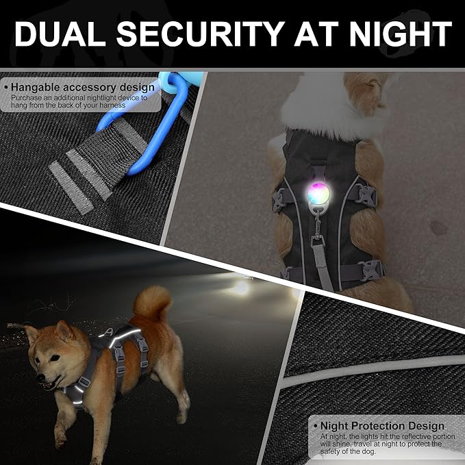 Dog Harness Medium Sized Dog Escape Proof Dog Harness with Handle, Reflective Dog Vest, Breathable Soft Full Body Pet Harness for Walking, Training (Black, M)