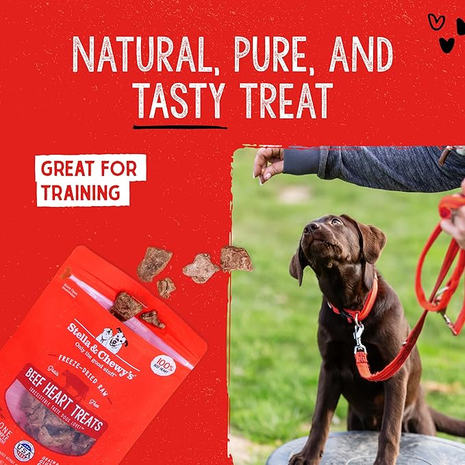 Stella & Chewy's Freeze-Dried Raw Single Ingredient Beef Heart Treats, 3 oz. Bag