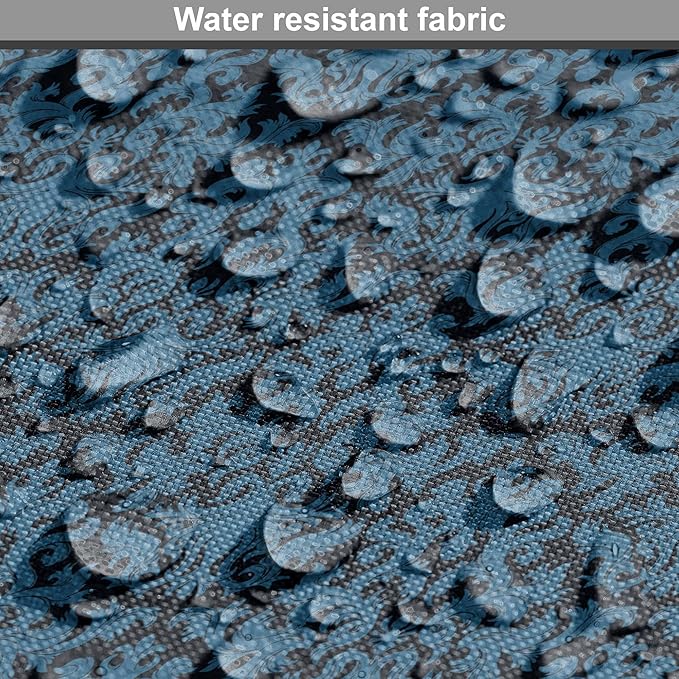 Lunarable Damask Blue Dog Crate Cover, Repetition with Rococo Inspired Royal Style Ornamental Pattern, Easy to Use Pet Kennel Cover for Medium Large Dogs, 36 Inch, Dark Grey and Turquoise