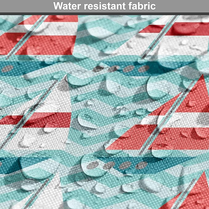 Lunarable Sail Boat Dog Crate Cover, Chevron Zigzag Lines Wavy Ocean Ships Abstract Geometric Summer Season, Easy to Use Pet Kennel Cover for Medium Large Dogs, 42 Inch, Teal Dark Coral White