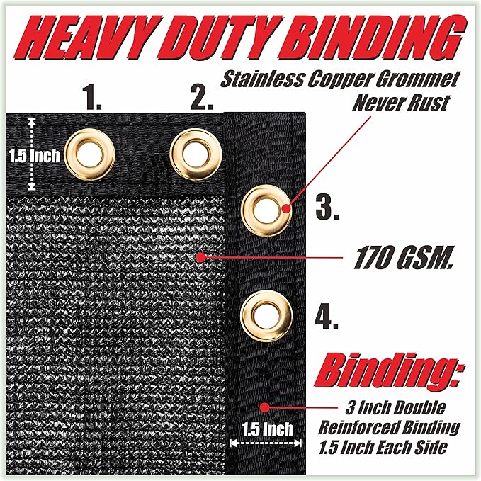 ColourTree 4' x 2' Black Shade Cloth with Grommets - 90% Sunblock, Durable Mesh Fabric Tarp for Dog Kennel Cover, Fence Privacy Screen, Greenhouse, Chicken Coop, Pet Playpen (We Make Custom Size)