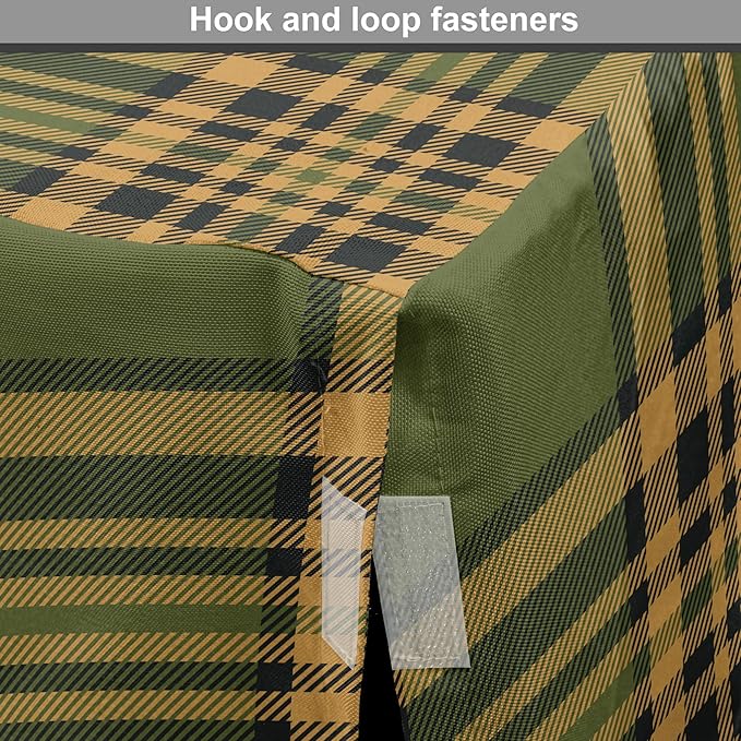 Lunarable Plaid Dog Crate Cover, Tartan Pattern in Autumn Tones Old Fashioned Design Country Illustration, Easy to Use Pet Kennel Cover for Small Dogs Puppies Kittens, 22 Inch, Olive Green Mustard