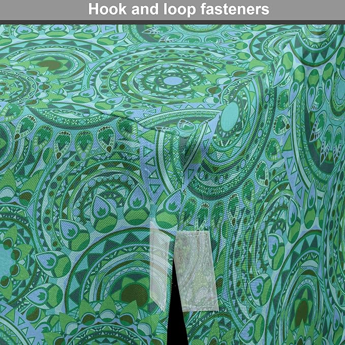 Lunarable Emerald Dog Crate Cover, Mandala Pattern with Soft Color Pattern Complex Motif Eastern Geometric Style, Easy to Use Pet Kennel Cover for Cats & Medium Dogs, 30 Inch, Green Blue