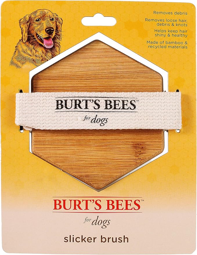 Burt's Bees for Pets Palm Slicker Brush - Recycled Bamboo Dog and Puppy Grooming Tool, Pet Hair Brush and Comb