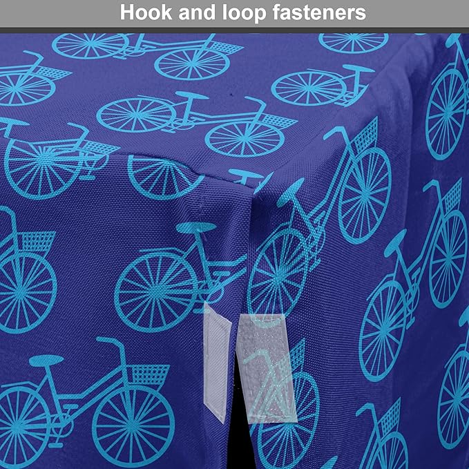Lunarable Contemporary Blue Dog Crate Cover, Repetitive Pattern with Silhouette Style Bicycles, Easy to Use Pet Kennel Cover for Small Dogs Puppies Kittens, 22 Inch, Dark Violet Sky Blue