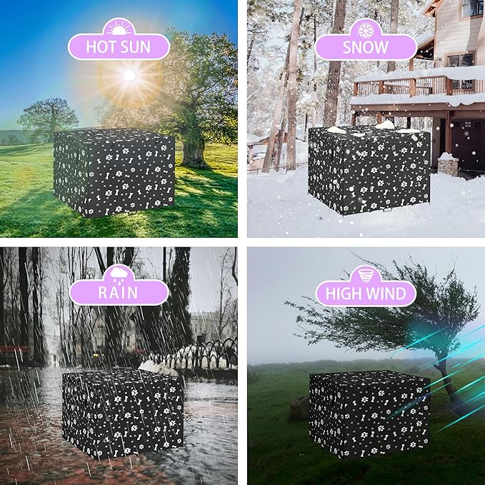 Dog Crate Cover, Pet Kennel Cover,Durable Breathable Dog Kennel Cover, Windproof Sun Protection Crate Cover Outdoor/Indoor, Black -L (48" L x 30" W x 33" H)